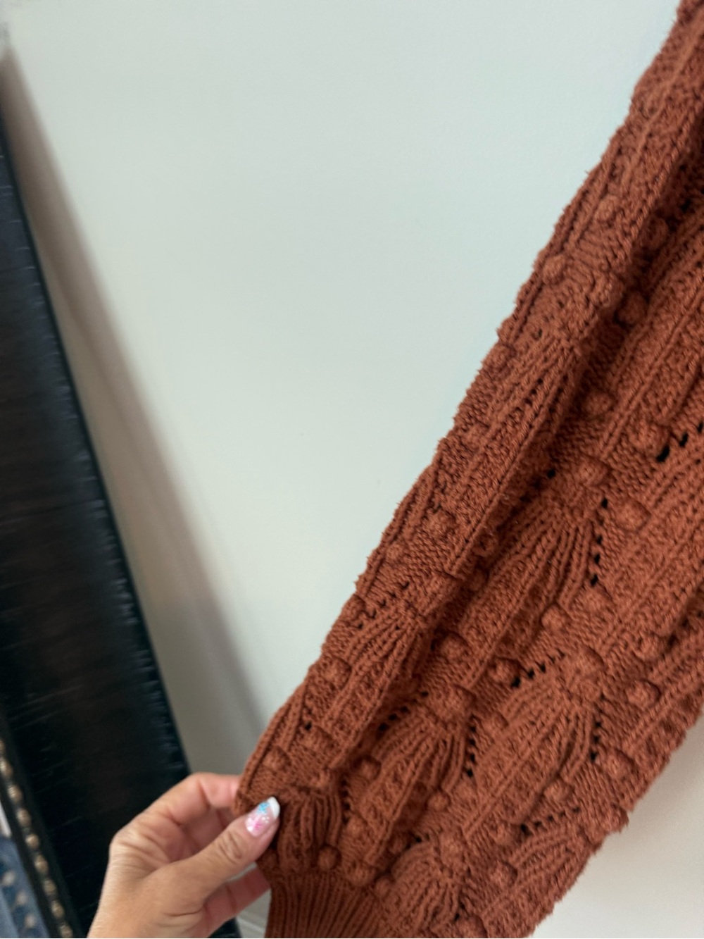 Harper Textured Knit Crewneck Sweater in Rust size small - Picture 3 of 8